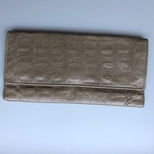 Light brown leather clutch